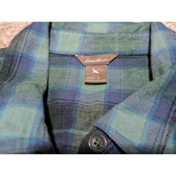 Eddie Bauer Men's Collared Button-Up Long Sleeve Plaid Flannel Shirt Size L - Picture 4 of 5